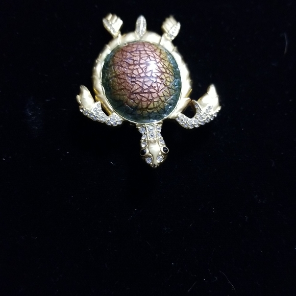 Vintage signed SJ Sea Turtle brooch - Picture 4 of 14